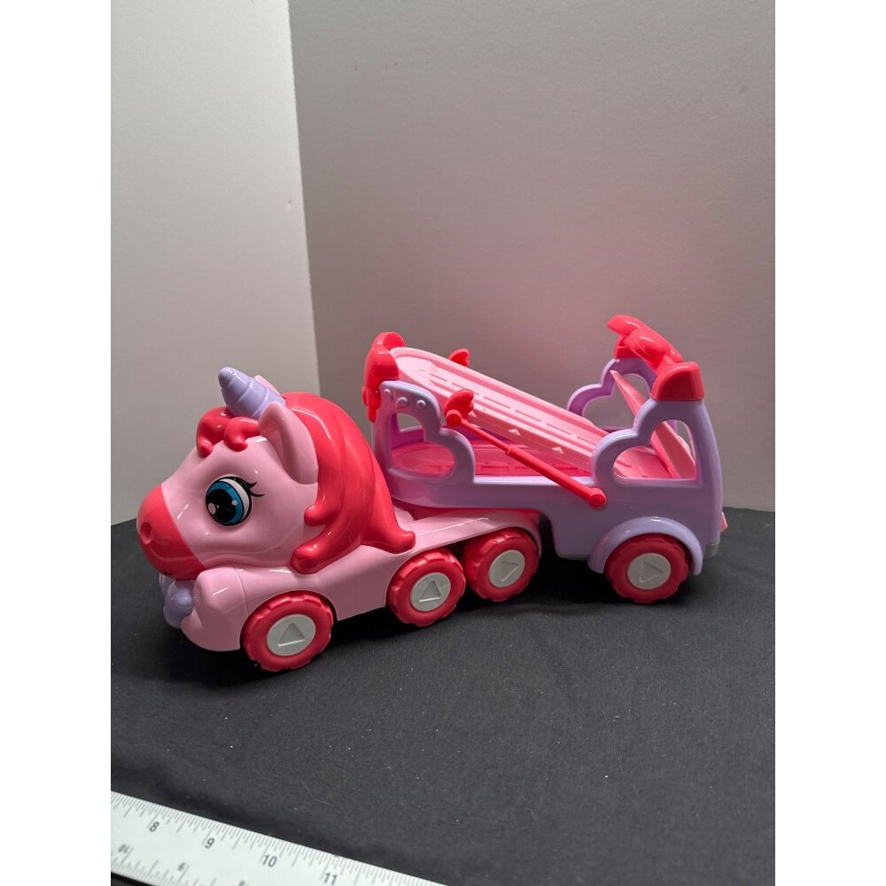 Pink Unicorn Toy Truck With Heart Details & Ramps Working Sounds and Lights